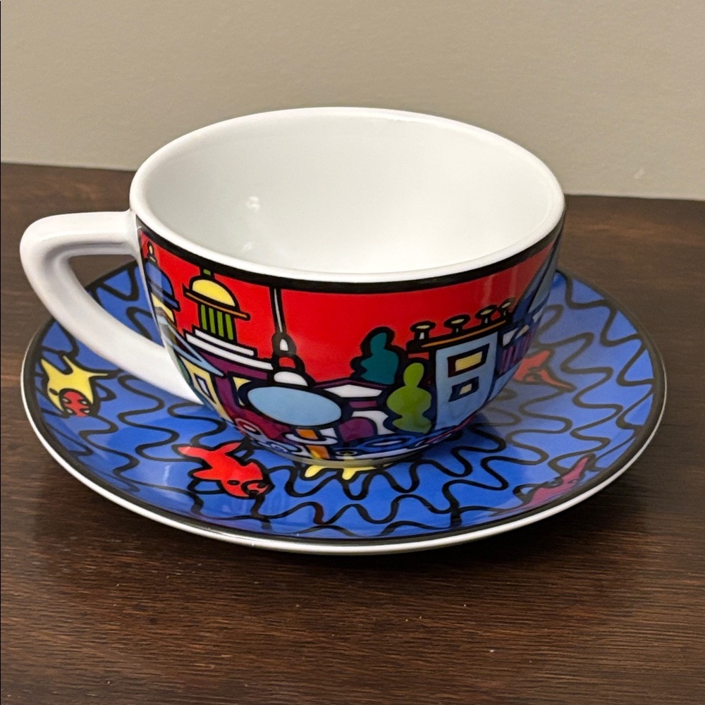 LE Romero Britto MarcoArt Gilitzer Porcelain Cafe Au Lait Cup/Saucer Saucer